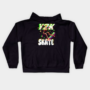 Skeleton Skateboarding Y2k Kids Hoodie